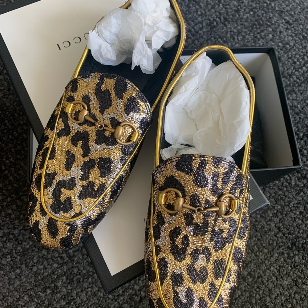 Authentic Gucci leopard print loafers